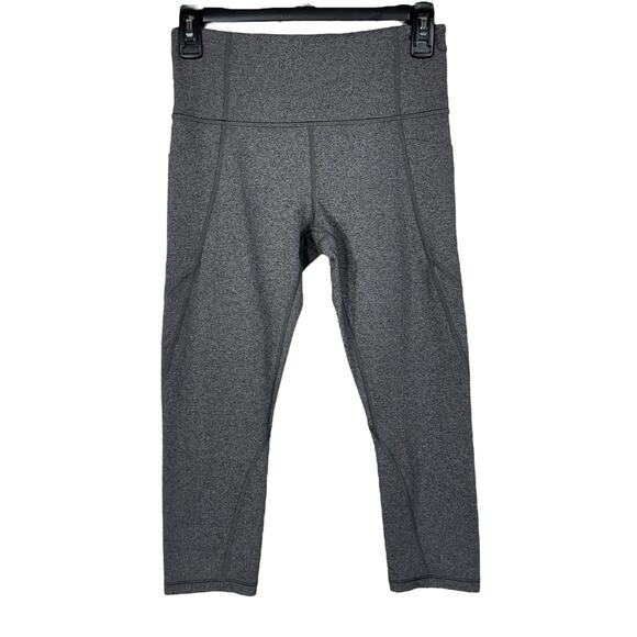 Athleta Small Salutation Stash Pocket Capris Leggings Stretch Heathered Gray - Picture 1 of 8